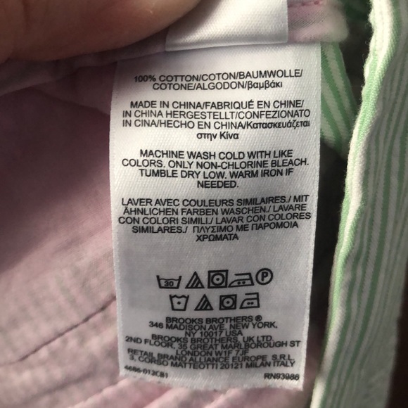 ⭕️ PRICE FIRM 346 Brooks Brothers Size 4 Green Seersucker Shorts - Picture 5 of 5